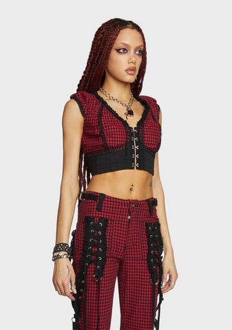 Red And Black Bo Peep Crop Top