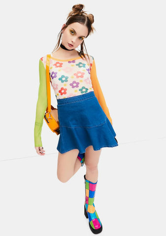 Youthful Days Floral Mesh Top