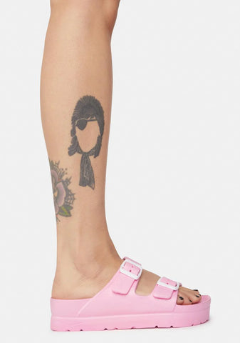 Bubblegum My Way Out Buckle Slides