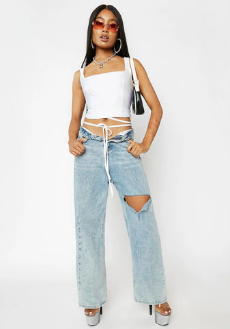 Blanc Saskia Lace Up Corset Top