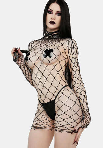Faint Of Heart Fishnet Mini Dress