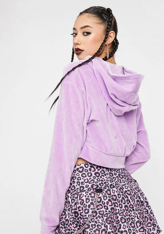 Diamante Butterfly Velour Hoodie