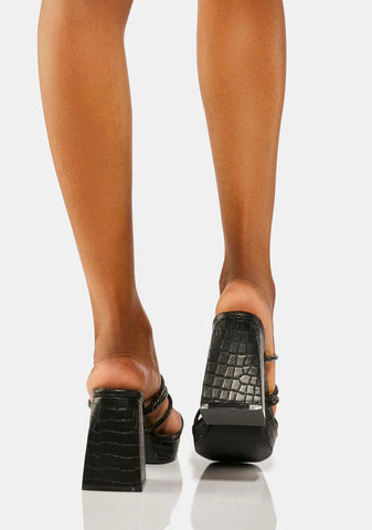 Black Omara Strappy Platform Heels