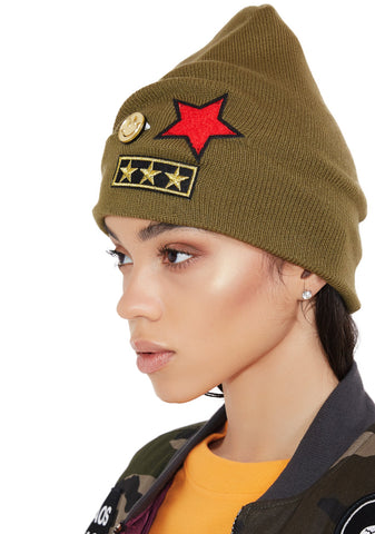Air Raid Military Patch Beanie