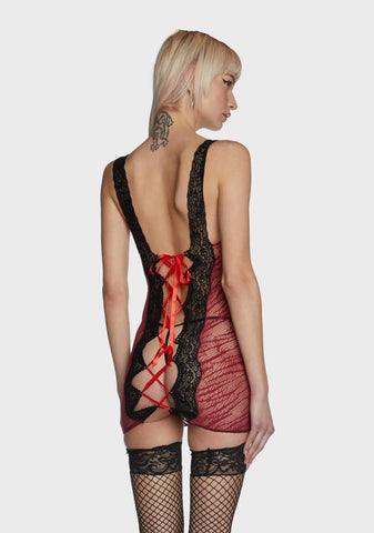 Bold Desires Lace Up Fishnet Dress
