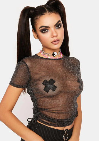 Rumor Has It Mesh Shimmer Top