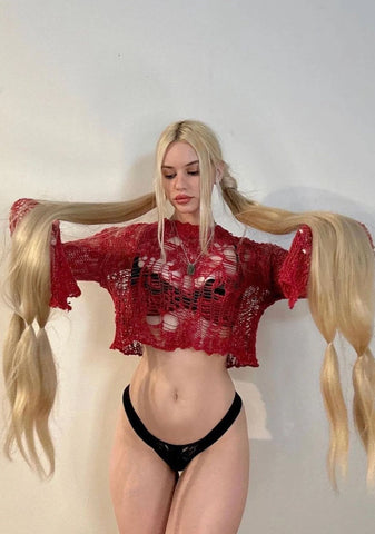 Modulation Open Weave Crop Sweater