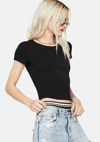 Basic Bliss Ribbed Crop Tee