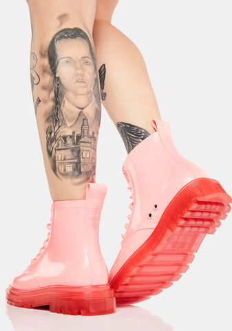 Pink Coturno Platform Boots