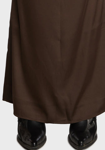 Satin Low Rise Back Slit Maxi Skirt