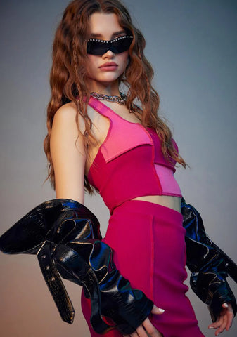 Talk To Me Patchwork Skirt Set