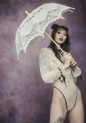 Ivory Waltz After Midnight Lace Parasol