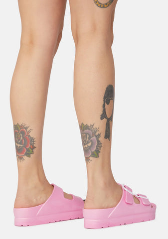 Bubblegum My Way Out Buckle Slides