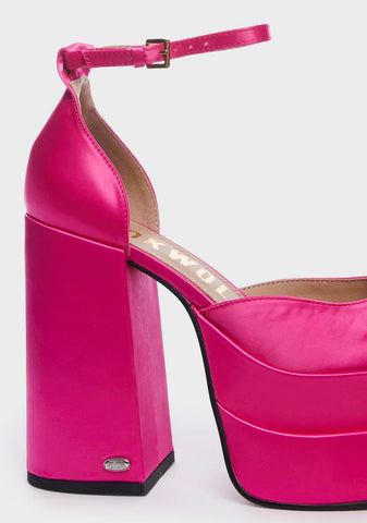 Charlie Satin Platform Heels - Pink
