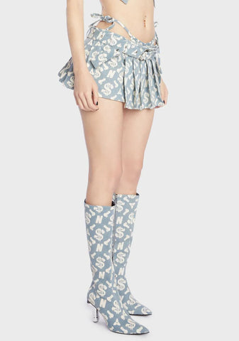 Monogram Denim Mini Thong Skirt