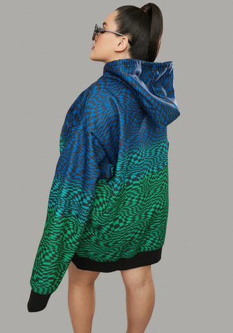 Her Warped Realm Checkered Oversized Hoodie