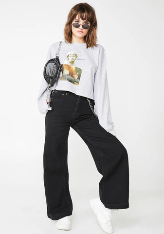 Seriously Graphic Cropped Sweater