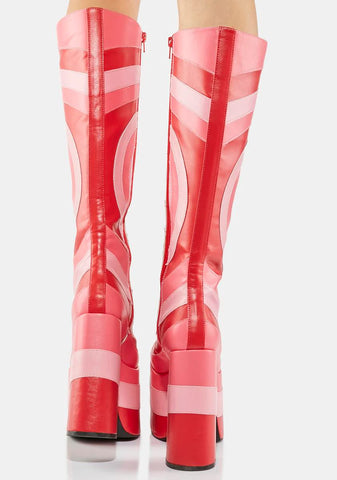 Theme Of Hearts Knee High Boots