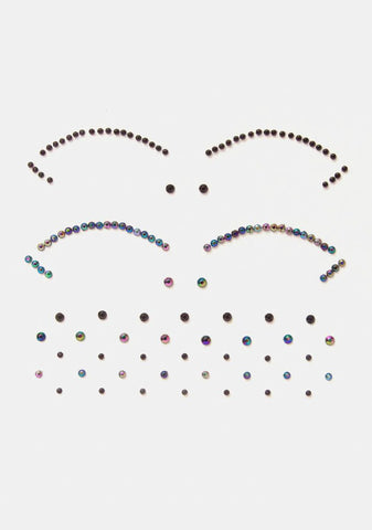 Black Iridescent Cut Crease Face Jewels