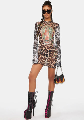 Virgin Mary Mesh Tee Dress