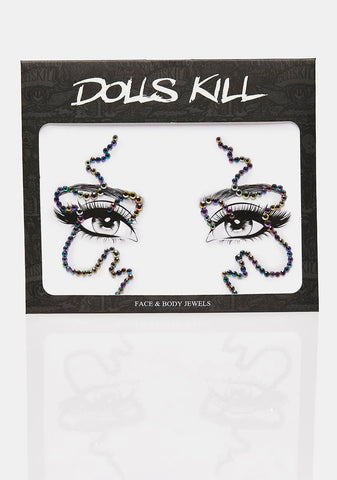 Black Squiggly Rhinestone Face Gems