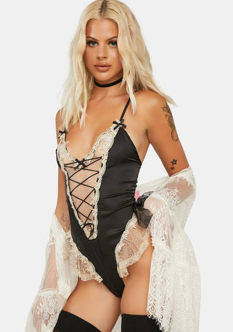 Nearly Exhausted Lace-Up Teddy