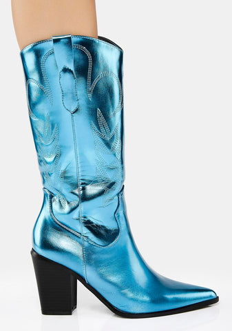 Turquoise Got Range Metallic Cowboy Boots