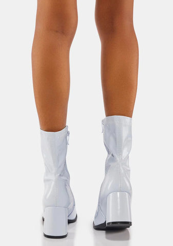 White Patent Short Gogo Boots