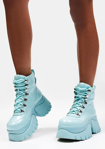 Baby Blue Gooey Platform Boots