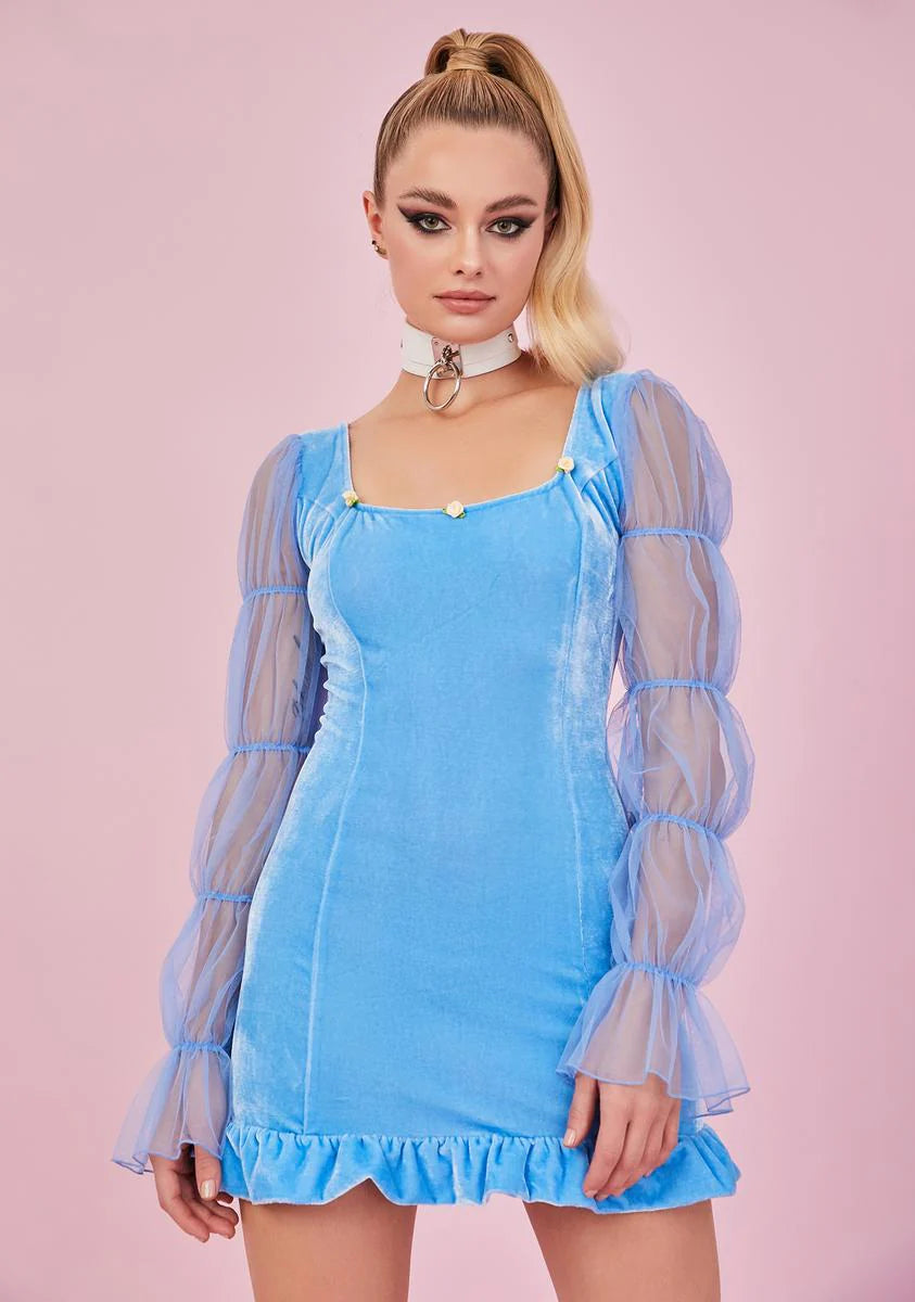 Sky Soft Spirit Velvet Mini Dress
