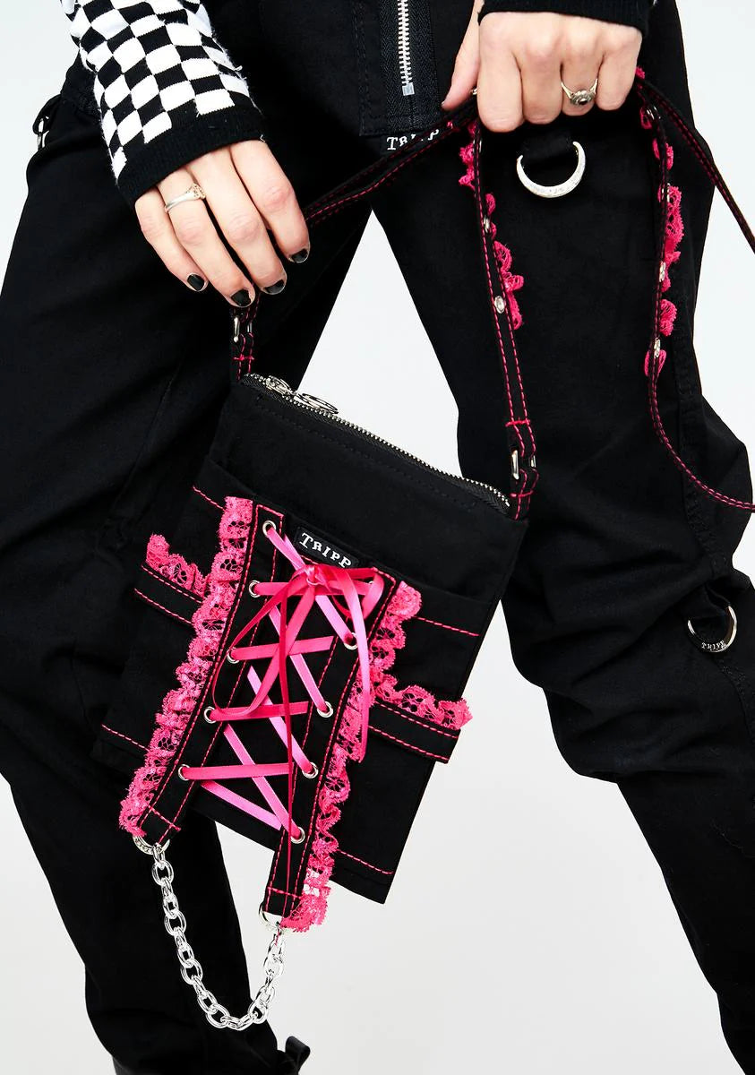 Pink Lace Cross Body Bag