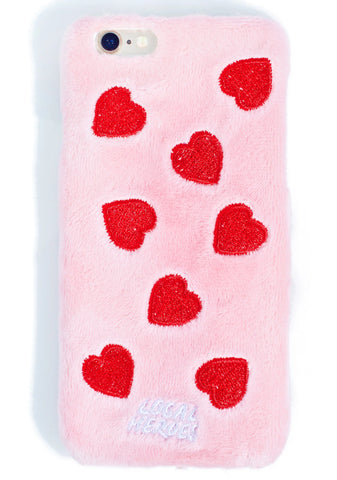 Red Hearts Fuzzy iPhone 6 Case
