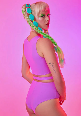 Neon Lavender O-Ring Booty Shorts