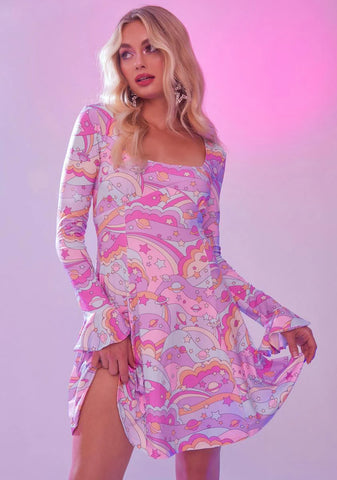 Groovy Galaxy Long Sleeve Dress
