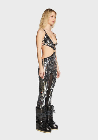 Silver Molly Mirror Catsuit
