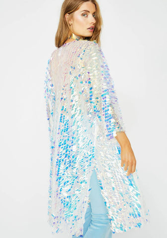 Aqua Glimmer Goddess Sequin Kimono