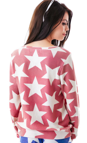 Denim Stars Baggy Beach Jumper - Light Blue