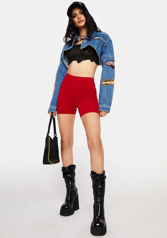 Fire On The Court Biker Shorts