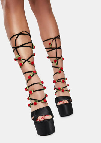 Rose Garden Invite Lace Up Platform Heels