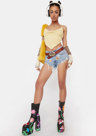 Lemon Way To Fame Crochet Top