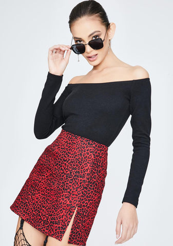 Red Leopard Pelmet Mini Skirt
