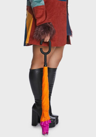 Sorbet/Turmeric Unbelievabrella Reverse 48" Arc Closing Stick Umbrella