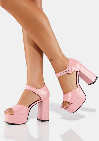 Pink Patent Platform Heels
