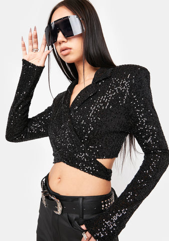 Party's Here Sequin Wrap Blazer