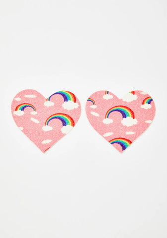 Pink Rainbow Heart Pasties