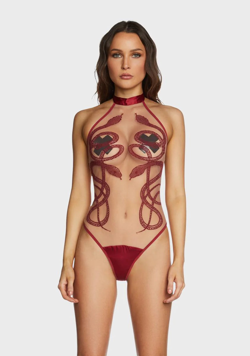 Dark Red Medusa Bodysuit