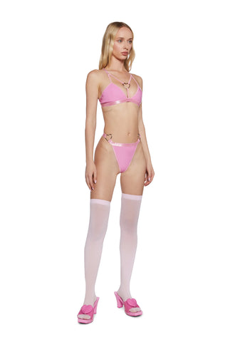 Love Bite Vinyl Bra - Pink