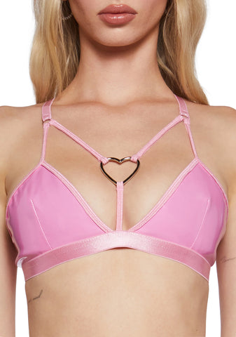 Love Bite Vinyl Bra - Pink