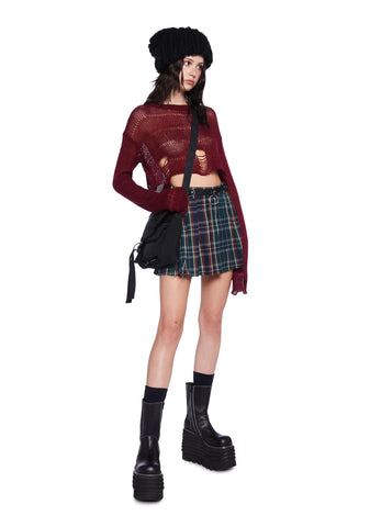 Crimson Dress Code Plaid Skirt