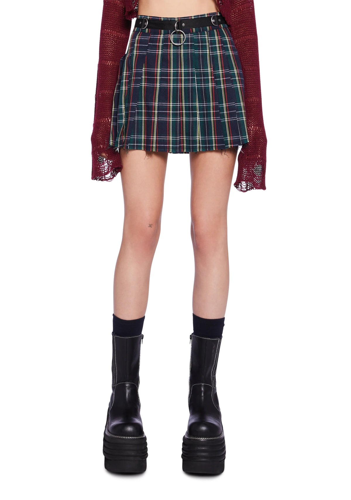 Crimson Dress Code Plaid Skirt